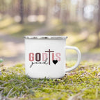 Caneca de Esmalte com Estampa de Fé Cristã
