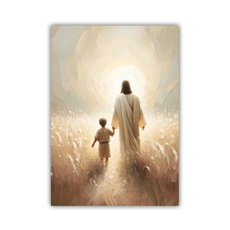 Pôster Cristão em Tela – Jesus com Crianças em Oração