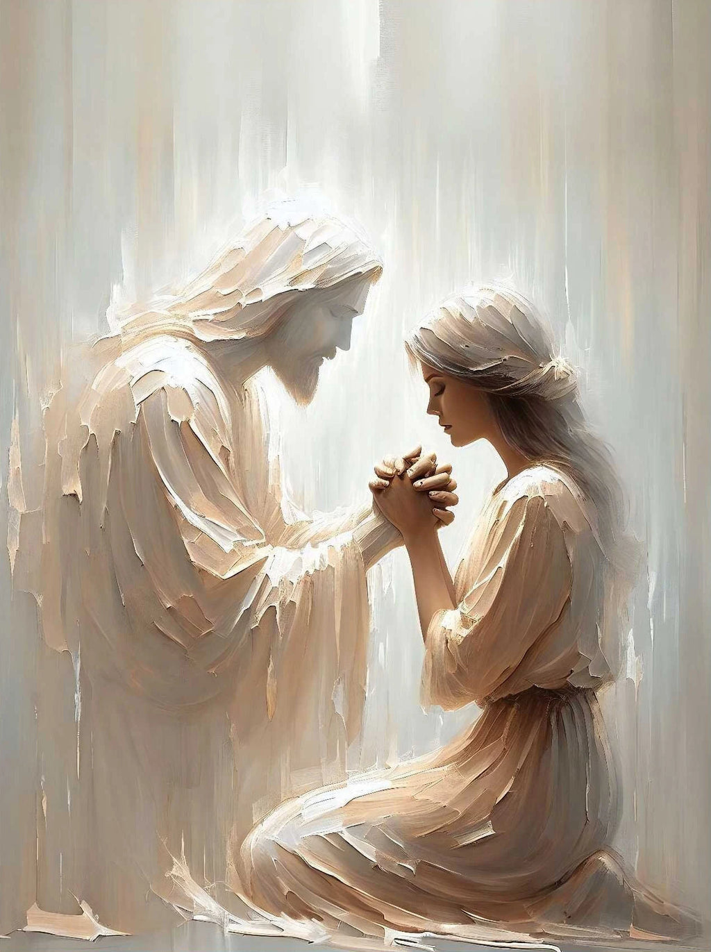 Pôster em Tela – Jesus e Menina no Abraço da Cura
