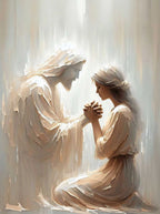 Pôster em Tela – Jesus e Menina no Abraço da Cura