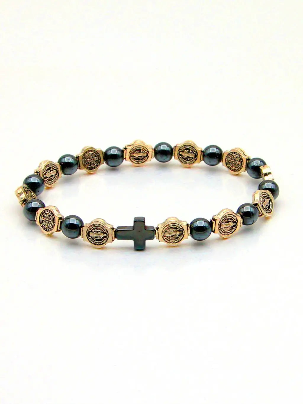 Pulseira Terço Católica com Medalha de São Bento