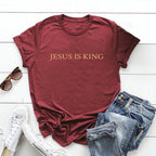 Jesus Is King T-shirt Christian Apparel The King Is Coming Faith Clothing Casual Short Sleeve Unisex T-shirts Christian Gifts