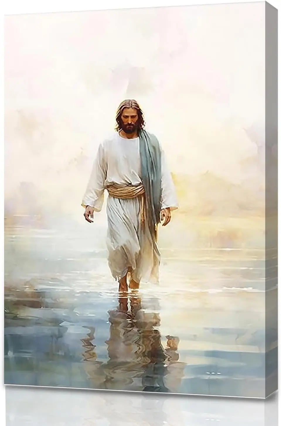 Pôster em Tela – Jesus com Cordeiro e Caminhando sobre as Águas