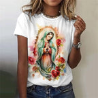 Camisola Feminina com Estampa 3D da Virgem Maria