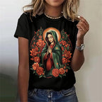 Camisola Feminina com Estampa 3D da Virgem Maria