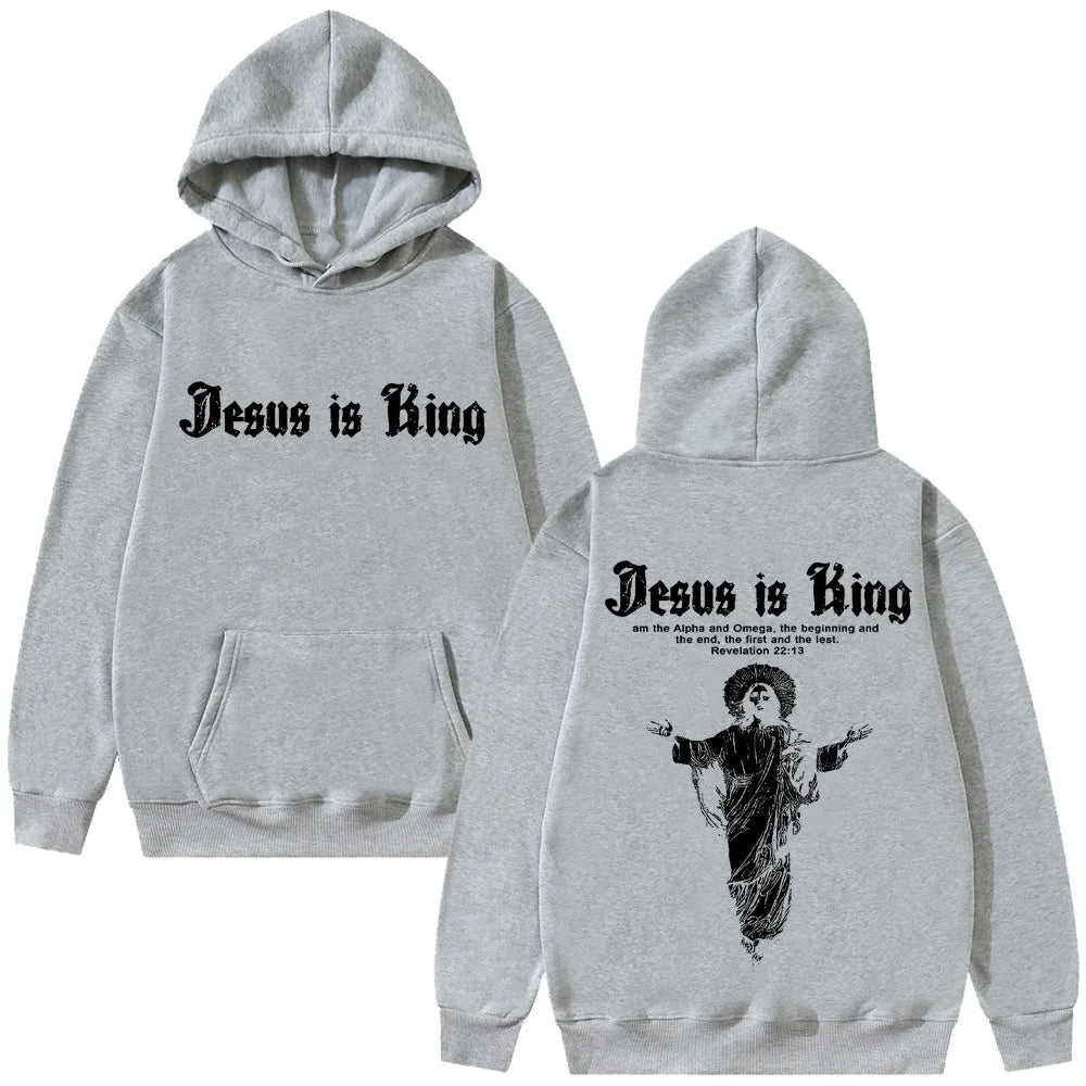 Jesus Is King Pattern Hoodie Christian Religion 2025 Autumn/Winter Men's Women's Fashion Gothic Rock Hip Hop Street Wear