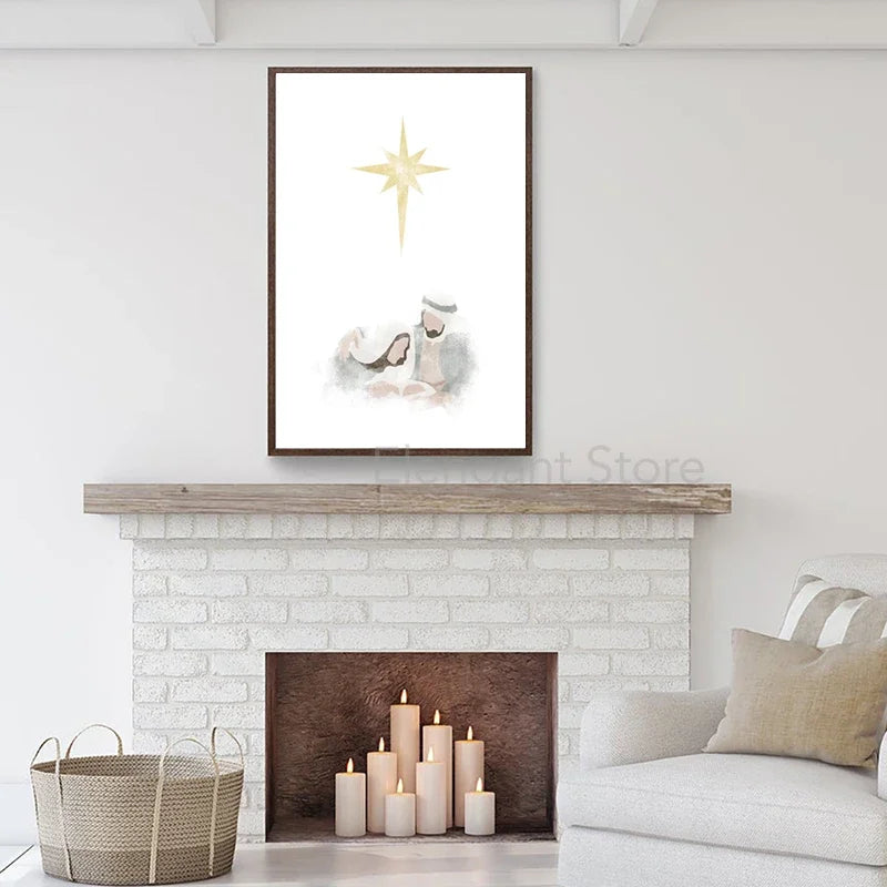 Quadro Decorativo Religioso – Virgem Maria e Jesus em Tela