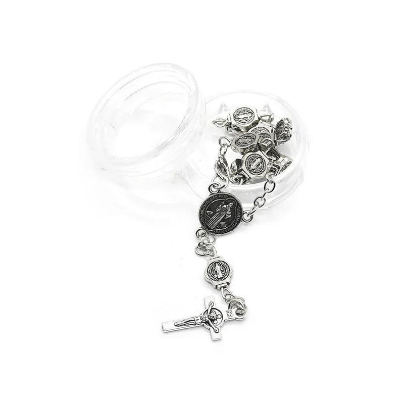 Pulseira Terço de São Bento em Metal Retrô com Crucifixo