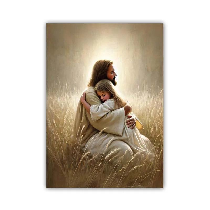 Pôster Cristão em Tela – Jesus com Crianças em Oração