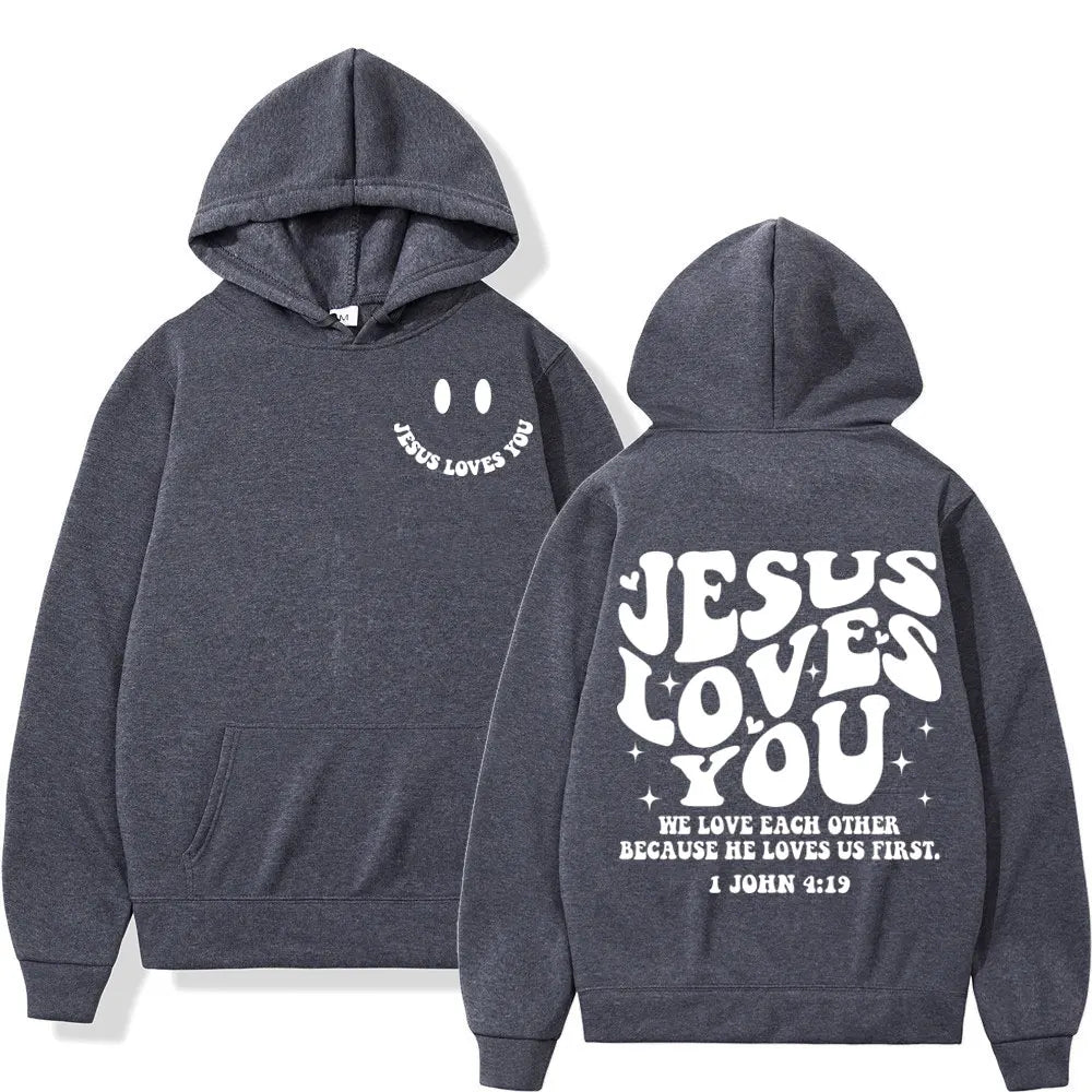 Jesus Loves You - Double-sided Print Design - Street Fashion - Regular Hoodie Suitable for Both Men and Women