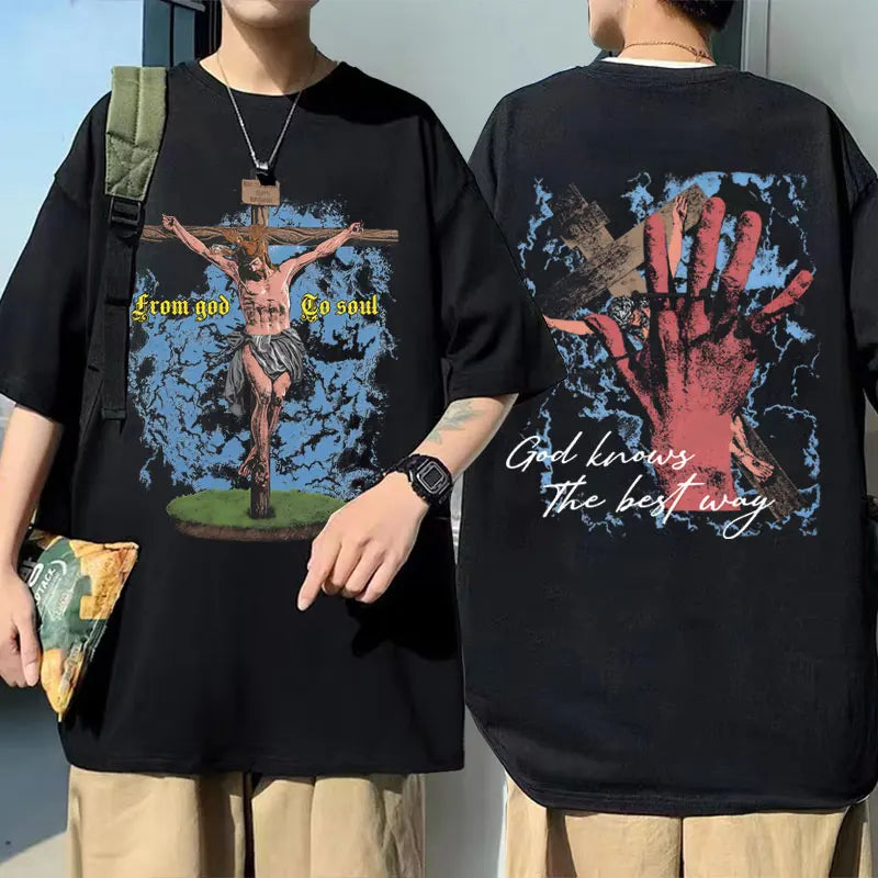 Camisola Unissex Cristã Oversized com Estampa Inspiradora de Jesus