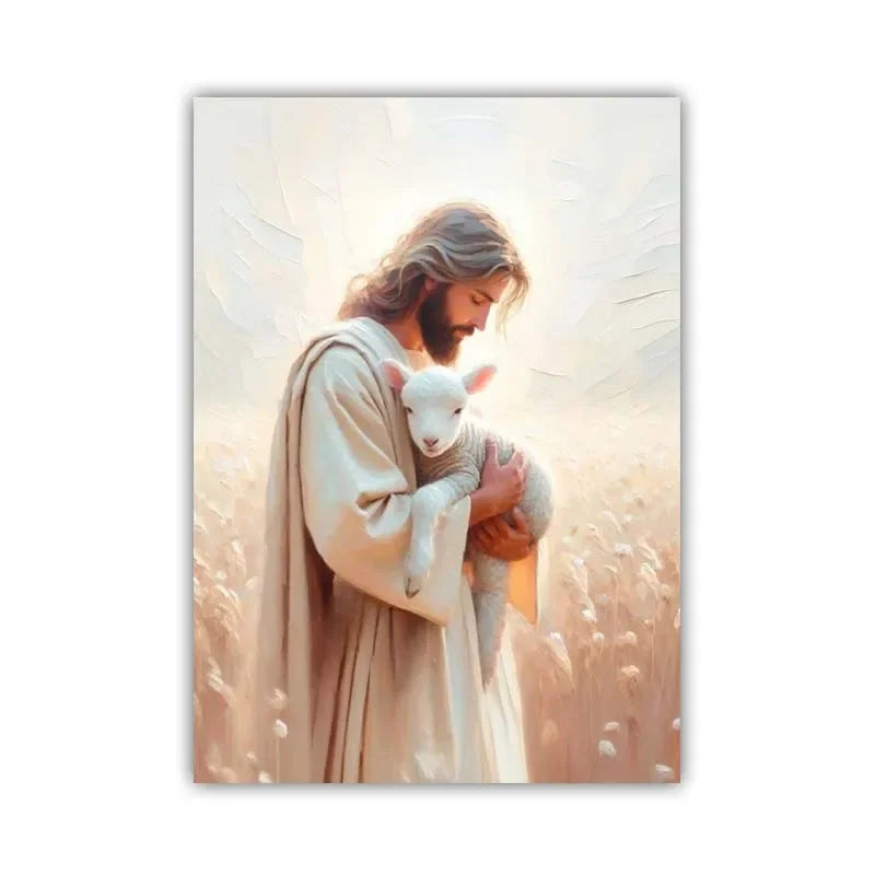 Pôster Cristão em Tela – Jesus com Crianças em Oração