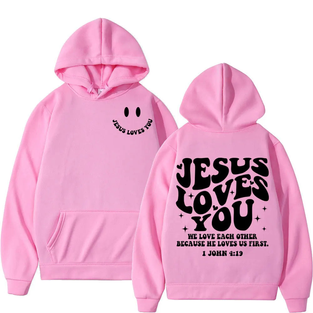 Jesus Loves You - Double-sided Print Design - Street Fashion - Regular Hoodie Suitable for Both Men and Women