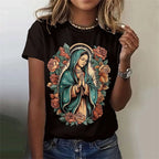 Camisola Feminina com Estampa 3D da Virgem Maria