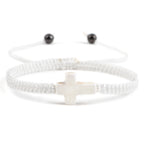 Pulseira Trançada Jesus com Cruz em Fio Vermelho e Preto