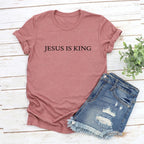 Jesus Is King T-shirt Christian Apparel The King Is Coming Faith Clothing Casual Short Sleeve Unisex T-shirts Christian Gifts