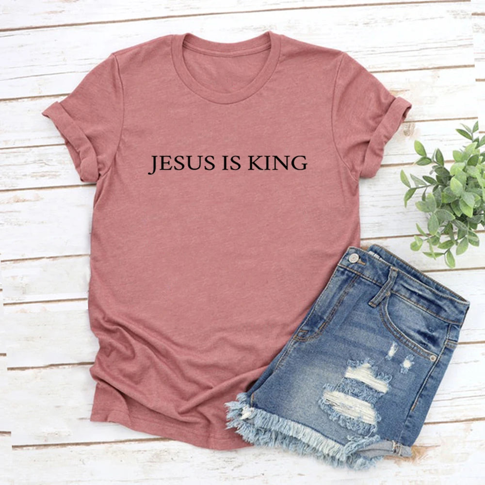 Jesus Is King T-shirt Christian Apparel The King Is Coming Faith Clothing Casual Short Sleeve Unisex T-shirts Christian Gifts