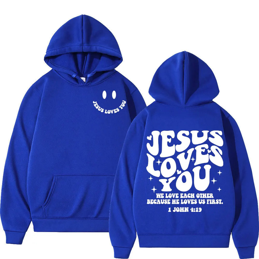 Jesus Loves You - Double-sided Print Design - Street Fashion - Regular Hoodie Suitable for Both Men and Women