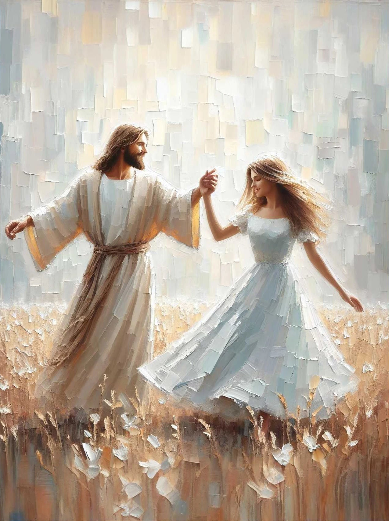 Pôster em Tela – Jesus e Menina no Abraço da Cura