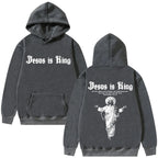 Jesus Is King Pattern Hoodie Christian Religion 2025 Autumn/Winter Men's Women's Fashion Gothic Rock Hip Hop Street Wear