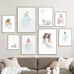 Quadro Decorativo Religioso – Virgem Maria e Jesus em Tela