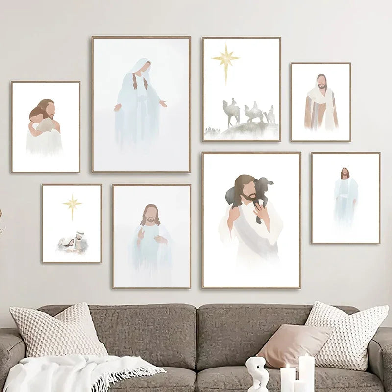 Quadro Decorativo Religioso – Virgem Maria e Jesus em Tela