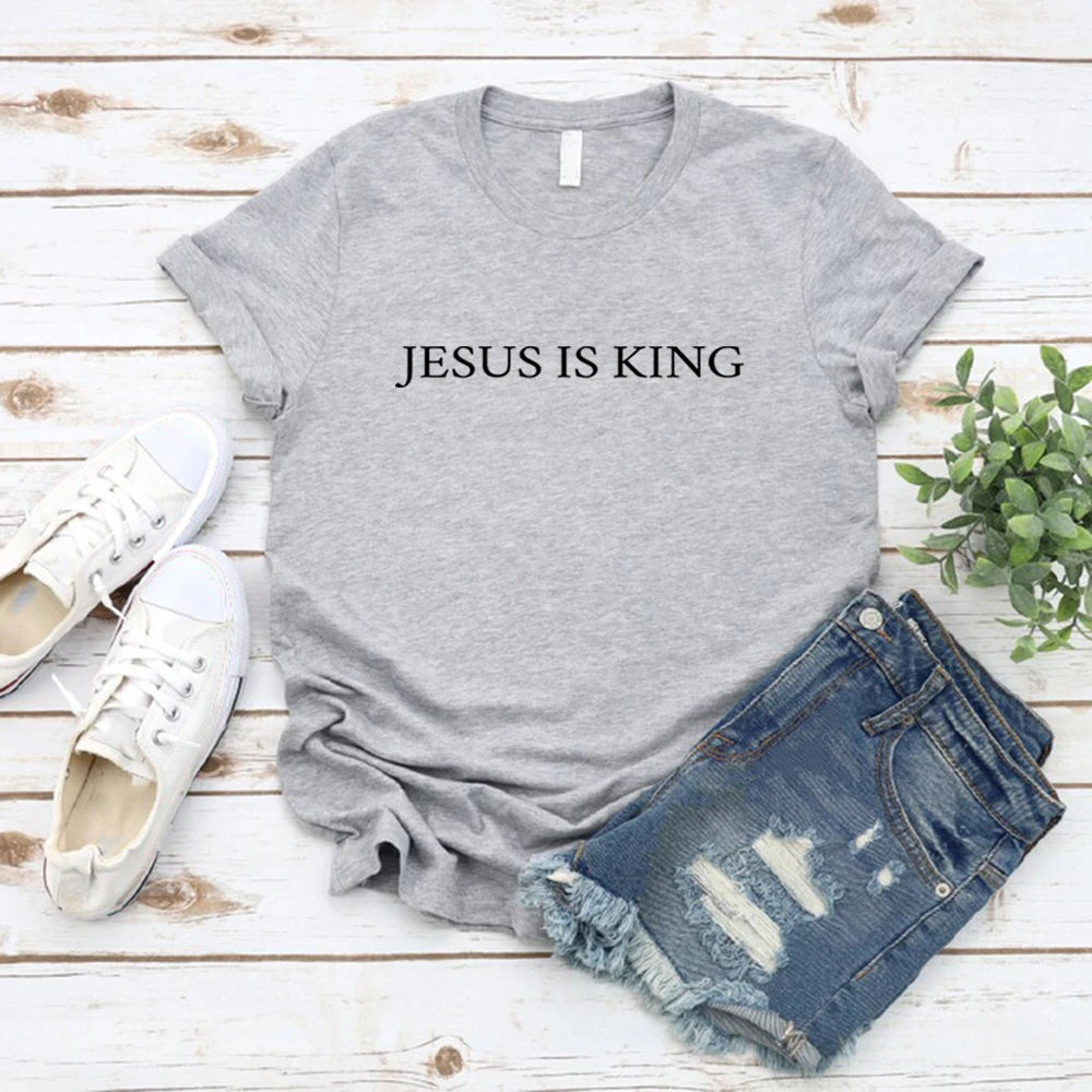 Jesus Is King T-shirt Christian Apparel The King Is Coming Faith Clothing Casual Short Sleeve Unisex T-shirts Christian Gifts