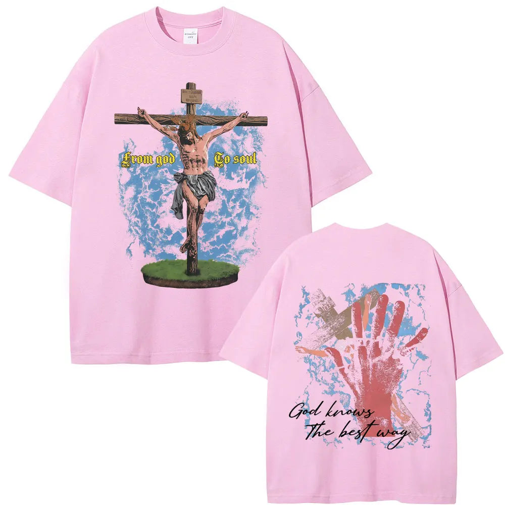 Camisola Unissex Cristã Oversized com Estampa Inspiradora de Jesus