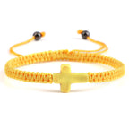 Pulseira Trançada Jesus com Cruz em Fio Vermelho e Preto