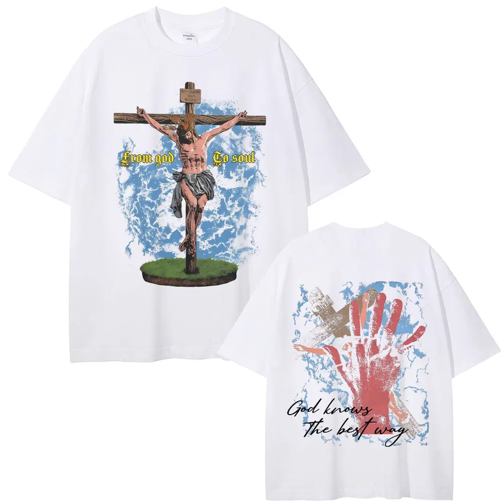 Camisola Unissex Cristã Oversized com Estampa Inspiradora de Jesus