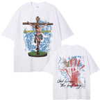 Camisola Unissex Cristã Oversized com Estampa Inspiradora de Jesus