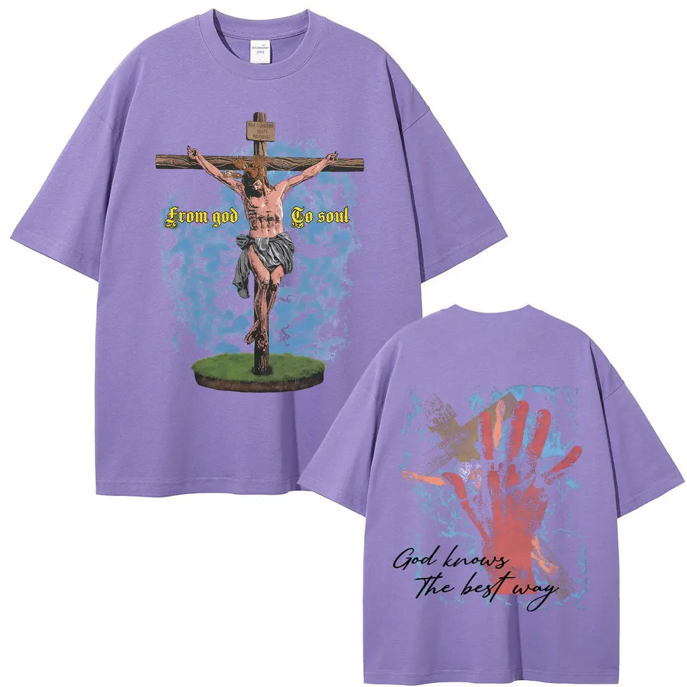Camisola Unissex Cristã Oversized com Estampa Inspiradora de Jesus