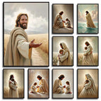 Pôster Cristão em Tela – Jesus com Crianças em Oração