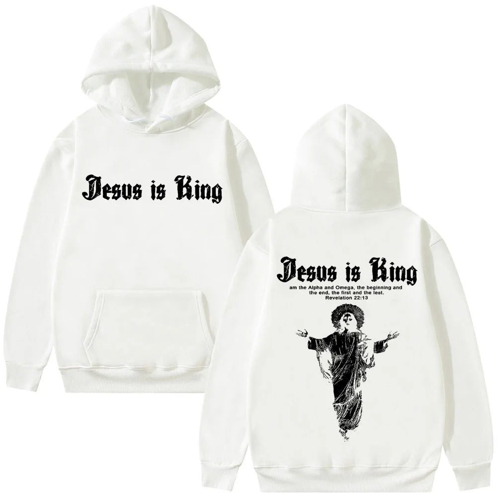 Jesus Is King Pattern Hoodie Christian Religion 2025 Autumn/Winter Men's Women's Fashion Gothic Rock Hip Hop Street Wear