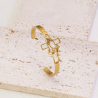 Pulseira Cristã Cruz em Aço Inoxidável Dourada