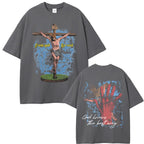 Camisola Unissex Cristã Oversized com Estampa Inspiradora de Jesus