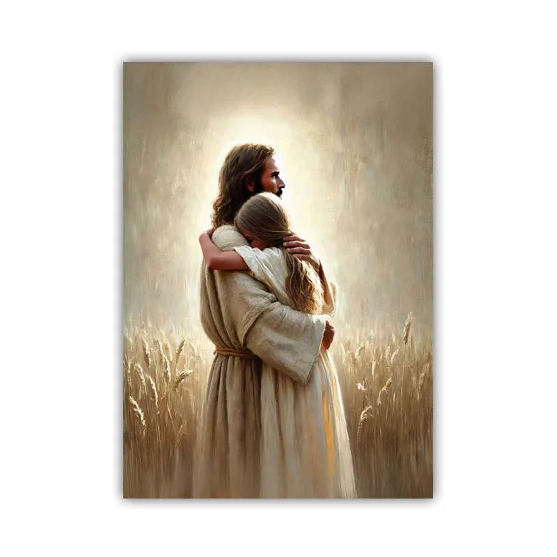 Pôster Cristão em Tela – Jesus com Crianças em Oração