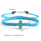 Pulseira Trançada Jesus com Cruz em Fio Vermelho e Preto