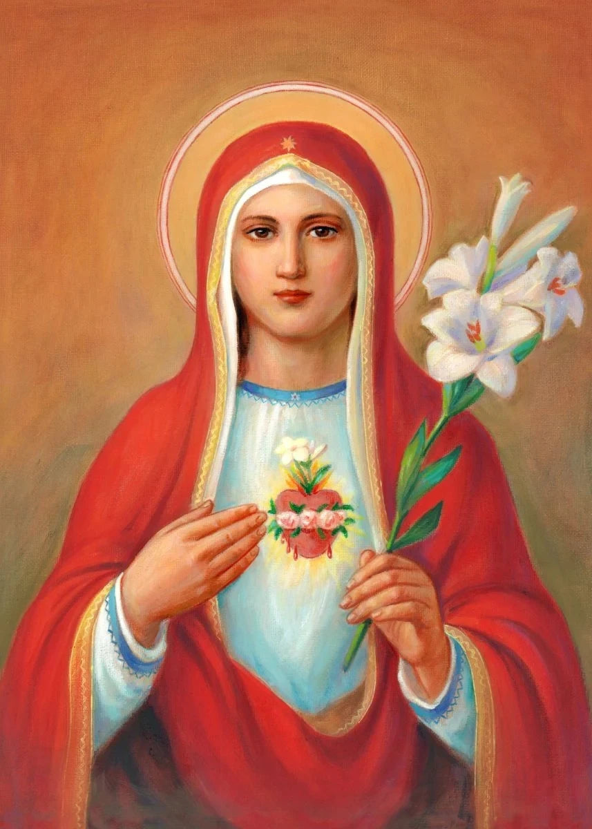 Pôster Vintage Jesus e Virgem Maria em Tela
