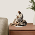 Decoração de Mesa de Natal – Jesus com Cordeiro em Acrílico