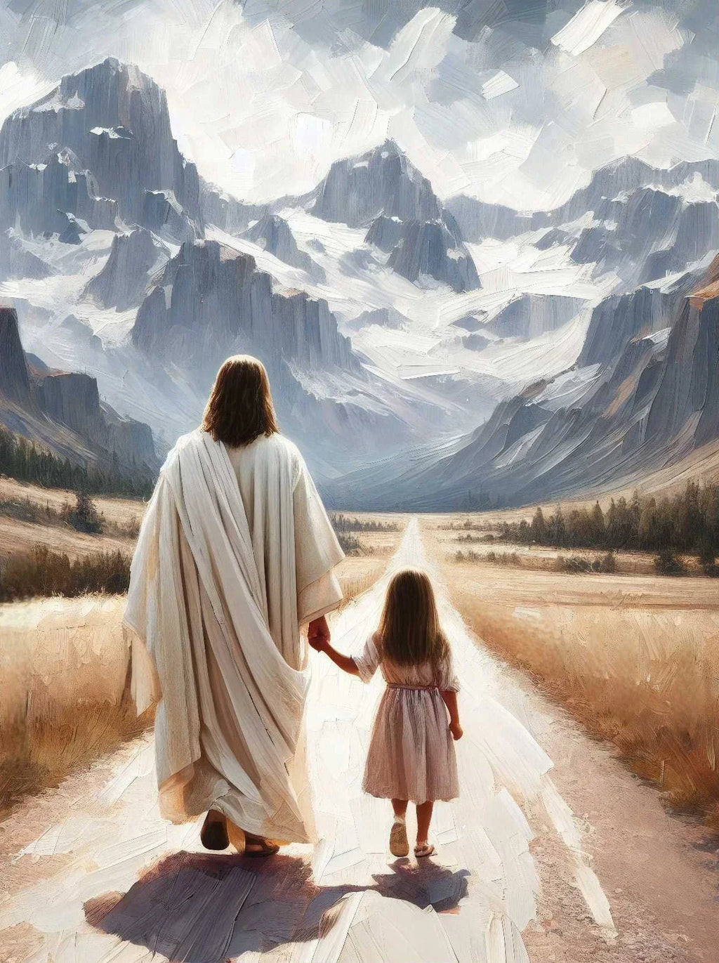 Pôster em Tela – Jesus e Menina no Abraço da Cura