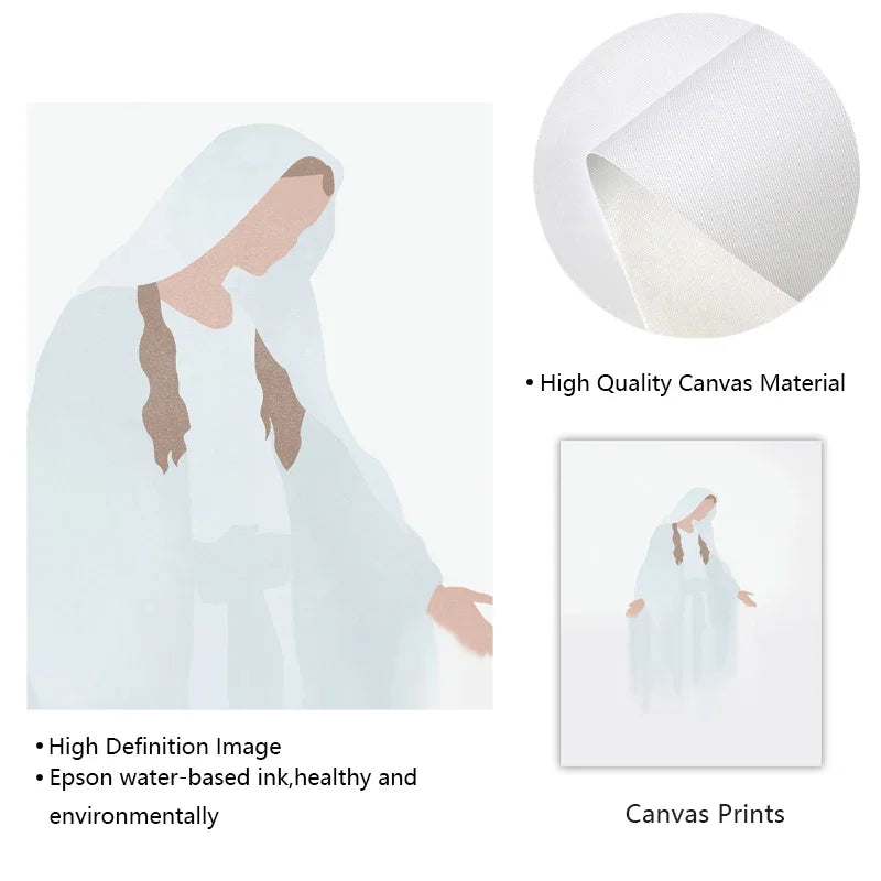 Quadro Decorativo Religioso – Virgem Maria e Jesus em Tela