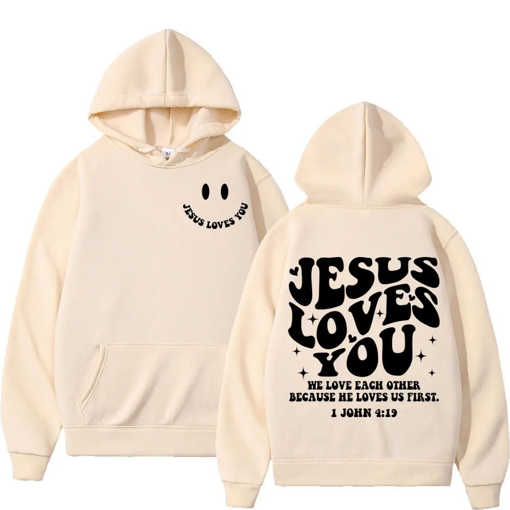 Jesus Loves You - Double-sided Print Design - Street Fashion - Regular Hoodie Suitable for Both Men and Women