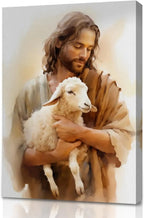 Pôster em Tela – Jesus com Cordeiro e Caminhando sobre as Águas
