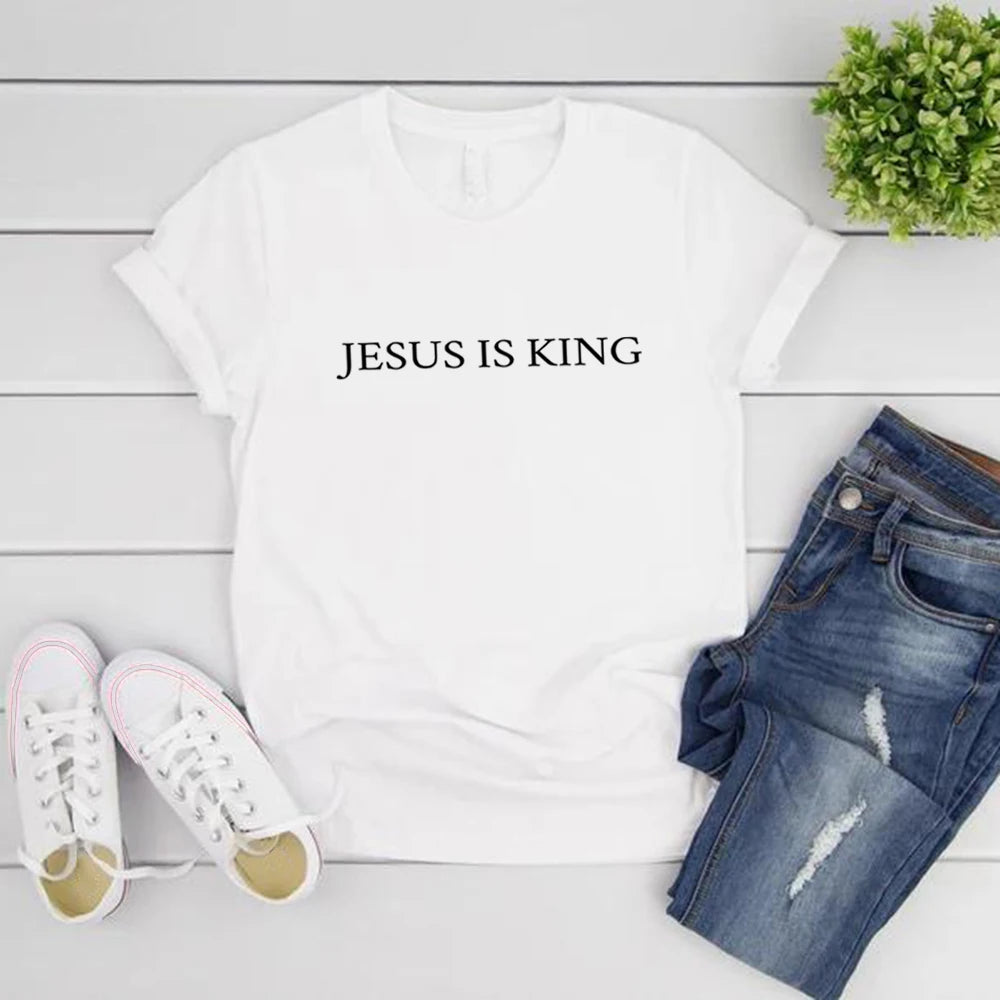 Jesus Is King T-shirt Christian Apparel The King Is Coming Faith Clothing Casual Short Sleeve Unisex T-shirts Christian Gifts