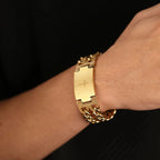 Pulseira Masculina Cruz da Bíblia em Aço Inoxidável Dourada