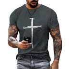 Camisola Masculina Verão com Estampa 3D de Cruz