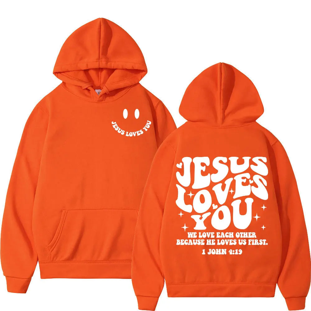 Jesus Loves You - Double-sided Print Design - Street Fashion - Regular Hoodie Suitable for Both Men and Women