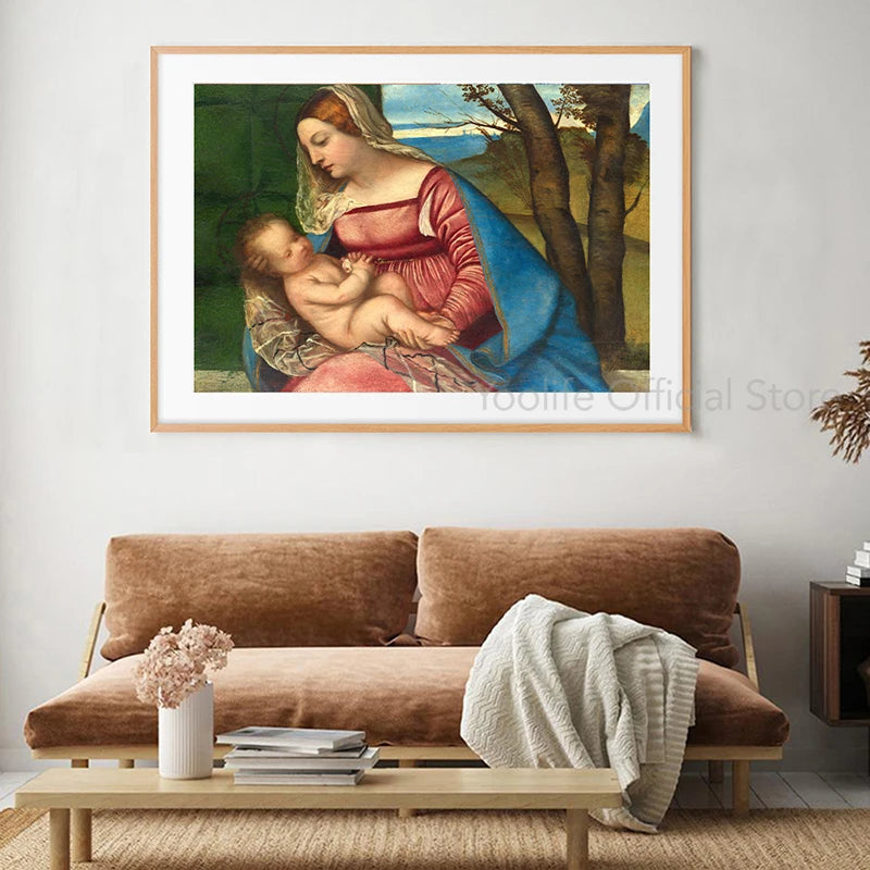 Pôster em Tela Virgem Maria – Arte Cristã Vintage