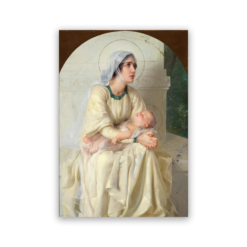 Pôster em Tela Virgem Maria – Arte Cristã Vintage
